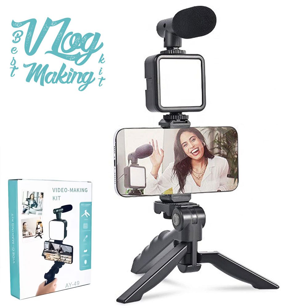 AY-49 Video-Making Kit Vlogging Tripod | 5 in 1 Complete Vlogging Kit
